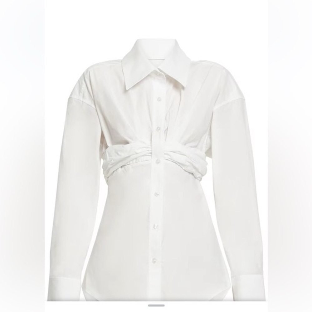 NWT Alexander Wang ruched bandeau overlay open front shirt (T2) - Picture 4 of 8